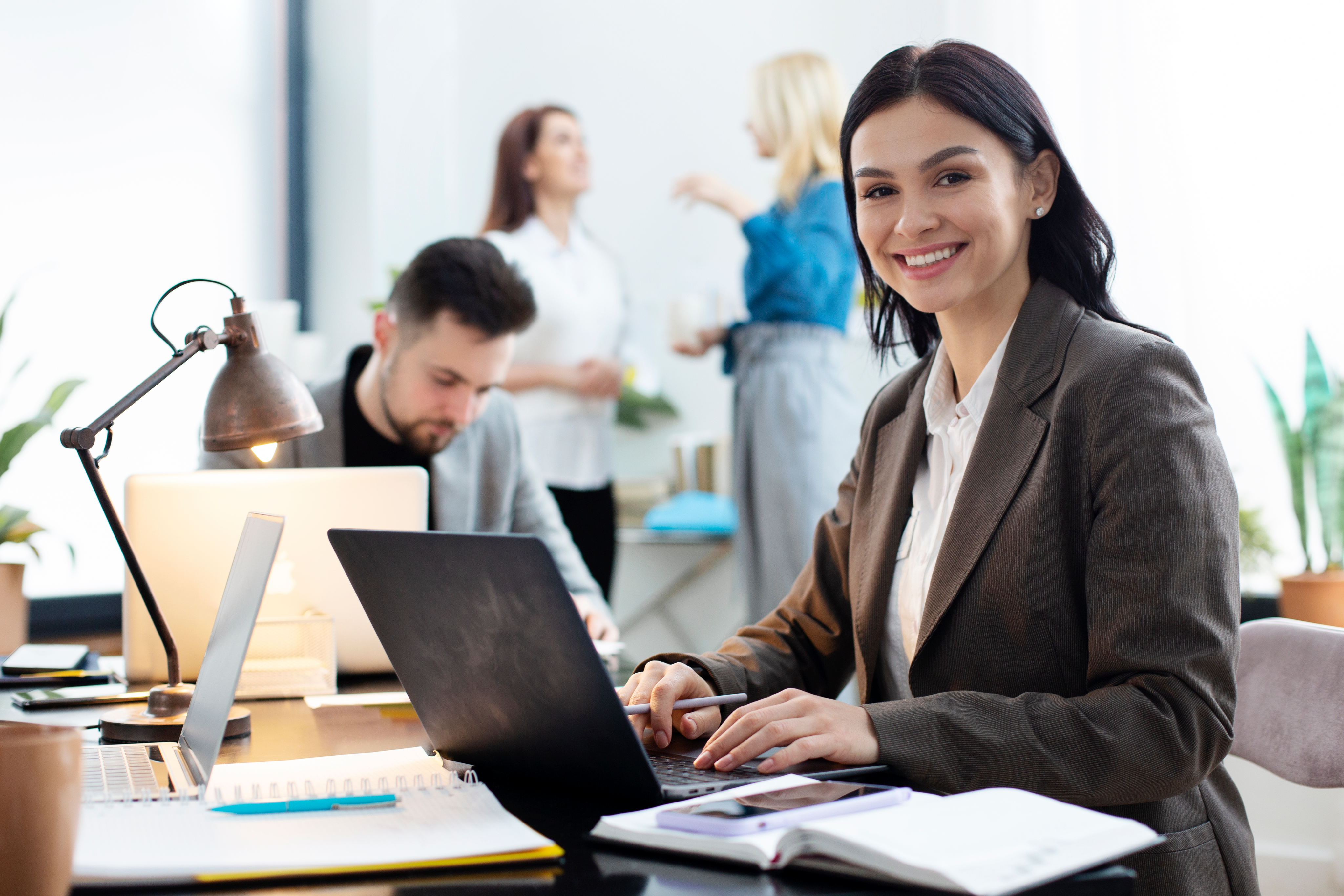 Professional woman working on laptop